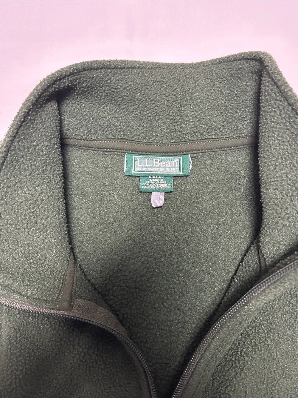 L.Bean Men’s Green Fleece Full Zip Vest Large Regular L Outdoor Hiking